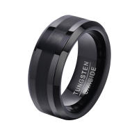 Vnox 8Mm Nhẫn cưới bằng tungsten Cho Nam Giới Vòng kim loại chống trầy xước Màu bạc đen trơn đơn giản Nam Nhẫn cưới