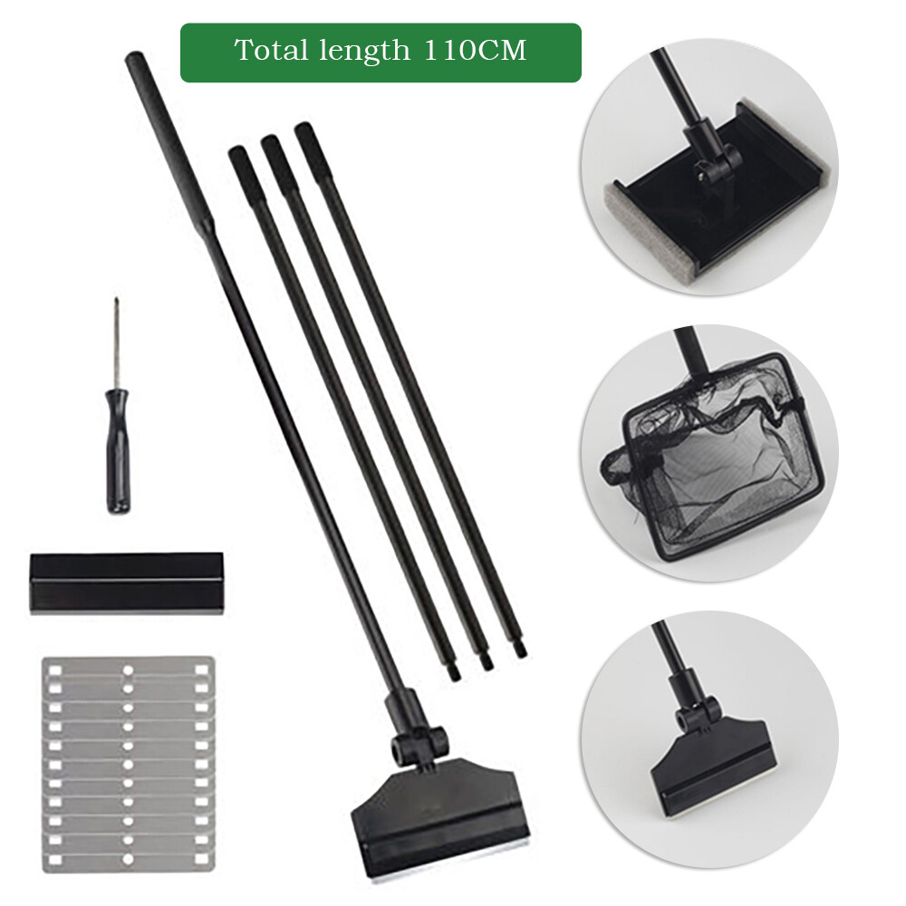 Dụng cụ vệ sinh bể cá đa năng 3 trong 1 bộ làm sạch bể cá bàn chải bể cá + dụng cụ cạo tảo + lưới đánh cá 110cm