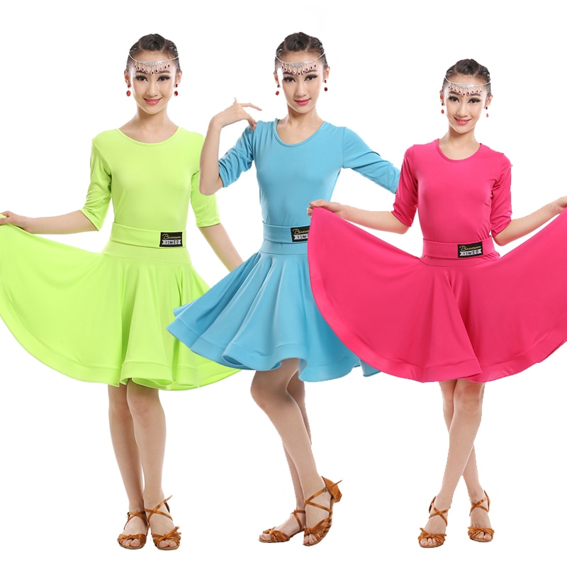 [HOT] Girls Green Blue Latin dancing dress Kids Ballroom Salsa Dance wear Outfits Children's Party Stage wear costumes long sleeve ราคา  1,612 บาท*ส่งฟรี
