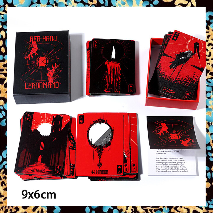 Thẻ bài red hand lenormand oracle | có sách hướng dẫn bằng giấy | kích thước 9x6cm | sách hướng dẫn phiên bản tiếng anh | bộ bài tarot viền vàng mạ vàng | thẻ bói toán | oracle tarot card
