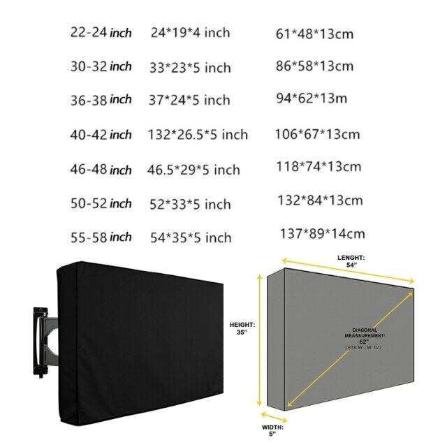 Outdoor TV Screen Cover Weatherproof Universal Protector Dustproof Waterproof Case for 22'' to 58'' LCD Television 35ED ราคา 288 บาท*ส่งฟรี