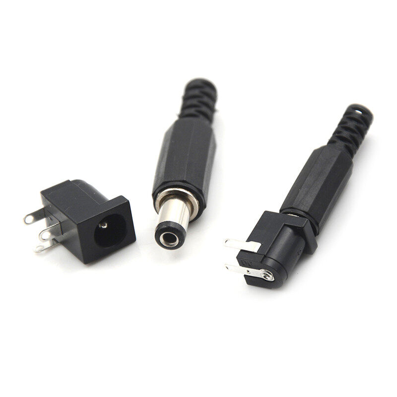 5 bộ đầu nối nguồn dc 5.5*2.1mm đực + cái giắc cắm ổ cắm điện dc-005