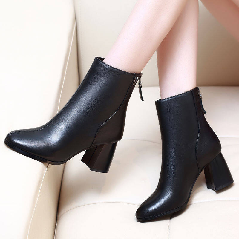  TOFASHIONS Boots for Women Black Martin Boots High Heels Women Fashion Black Shoes for Women Korean Style Short Boots New Female Handsome Kasut Boots Perempuan 21110810 