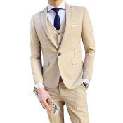 Cherise （Handsome）Three-piece Plus Size Wedding Business Men Formal Suit Vest Blazer Pants Set