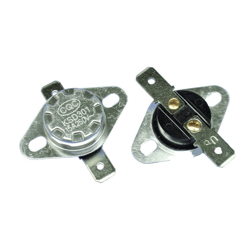 2pcs ksd301 250V 15A thường đóng Bakelite Vật liệu chuyển đổi nhiệt nhảy Nhiệt độ bảo vệ