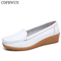 CDFHWUN Loafers for Women Leather Flat Shoes Mom Shoes Lady Casual Shoes Boat Shoes