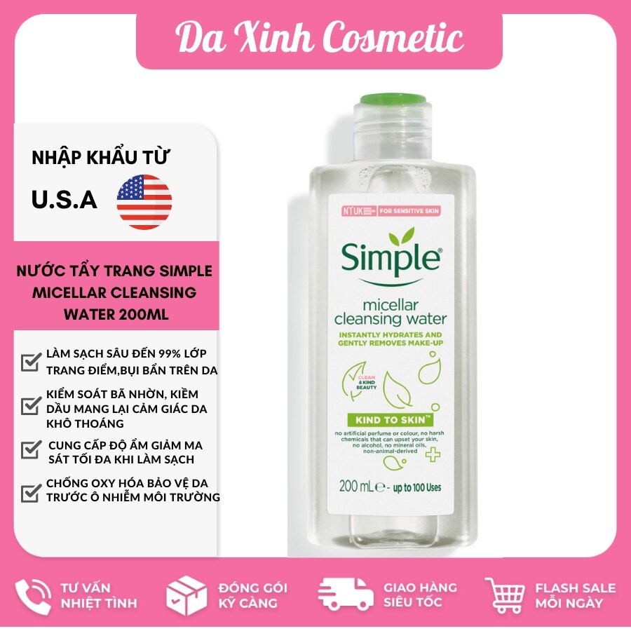 Nước Tẩy Trang Simple Micellar Cleansing Water 200ml