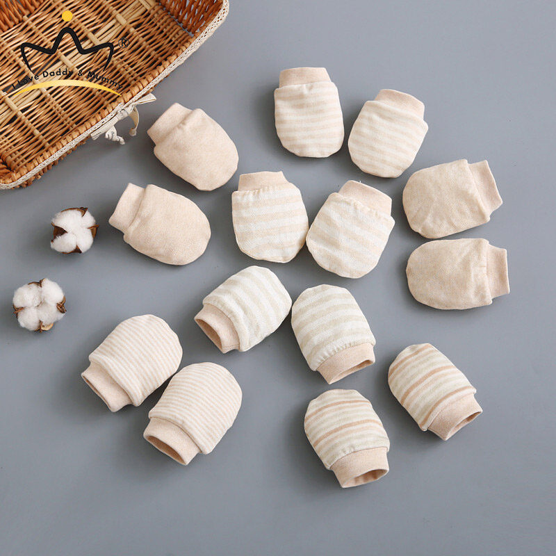  1 Đôi Găng Tay Sọc Cotton Cho Em Bé Găng Tay Dệt Kim Dễ Thương Cho Em Bé Sơ Sinh Găng Tay Bảo Vệ Mặt Chống Trầy Xước Tay Chống Ăn Đồ Dùng Cho Em Bé 