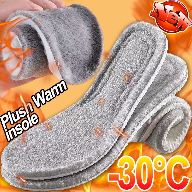 【Làn sóng phía sau】﹊ 2/4 chiếc miếng lót giày thể thao nhiệt chống sốc hấp thụ nhiệt Mùa Đông Mới lót dày sang trọng đệm gan bàn chân ấm áp nam nữ chân mềm mại