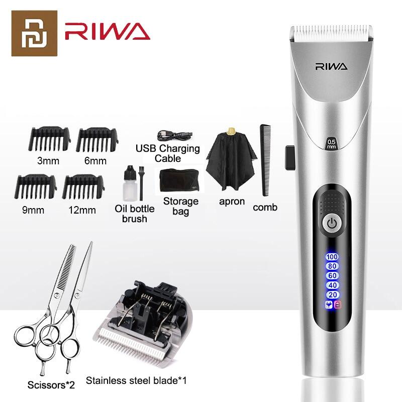 Youpin riwa tóc Clipper tông đơ điện chuyên nghiệp cho nam giới với màn hình LED rửa sạch được sạc được Nam giới công suất lớn đầu thép