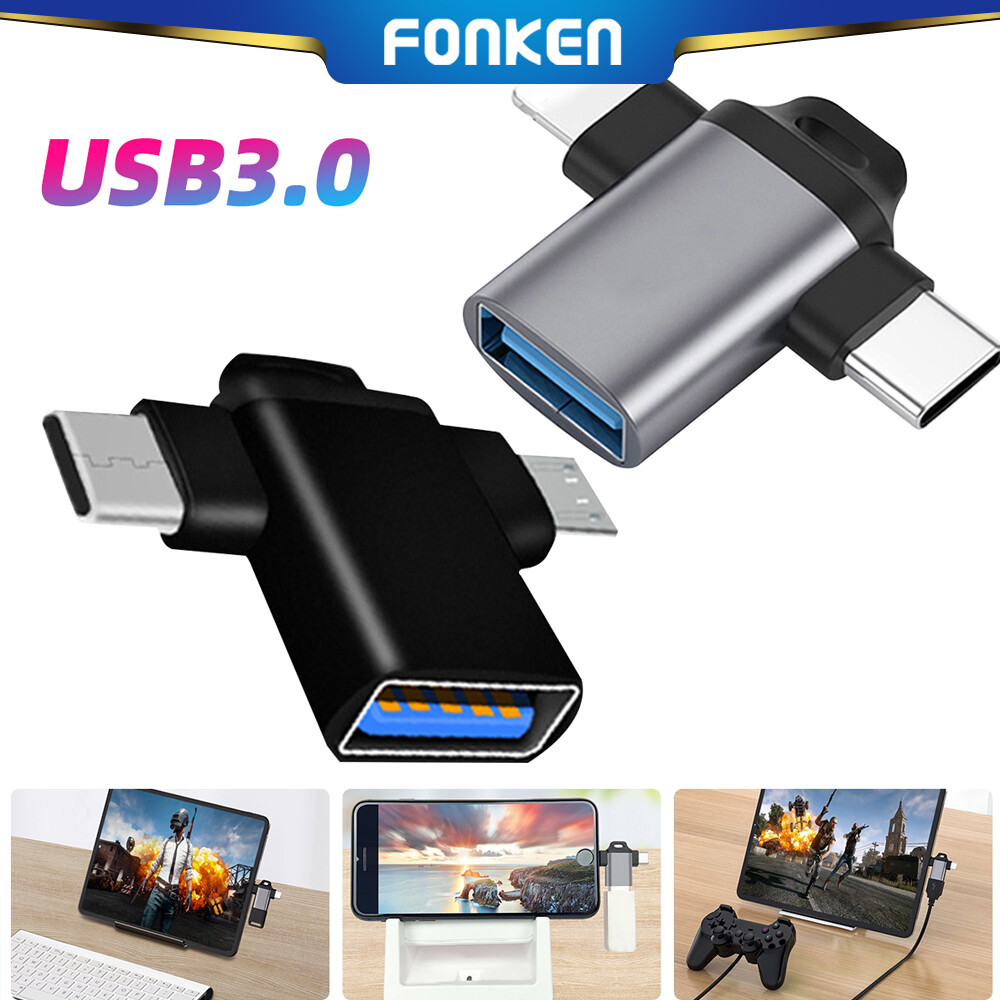 Fonken bộ chuyển đổi otg 2 trong 1 bộ chuyển đổi micro usb/type c/ios đực sang usb 3.0 cái đầu đọc thẻ bộ chuyển đổi đa chức năng bộ chuyển đổi điện thoại di động