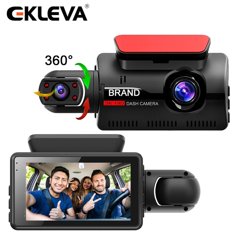 EKLEVA Mini Car Front Camera DVR Video Recorder 3-Inch IPS Screen 2 In 1 Dual Lens FHD 1080P Dash Cam Night Vision Dashcam Black Box