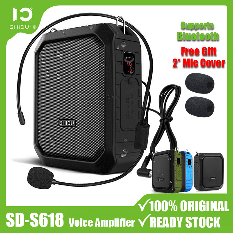 SHIDU S618 สายลำโพงขยายเสียงสายชุดหูฟังไมโครโฟนกันน้ำแบบพกพาลำโพง Megaphone 18 W สนับสนุน AUX TF ดิสก์ USB สำหรับกลางแจ้งครูห้องเรียนผู้สูงอายุ Speech Presentation คู่มือนำเที่ยว (3.5มม.อินพุต) ราคา 1,175 บาท*ส่งฟรี