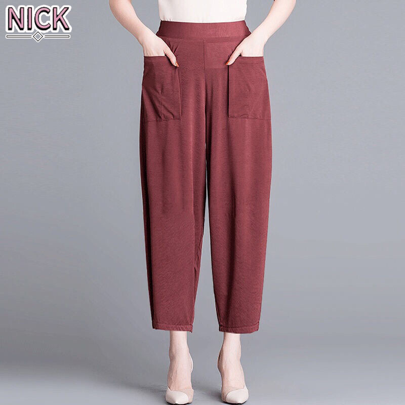 Nick quần cho nữ harem cỡ lớn quần mùa hè dáng rộng thứ chín cho mẹ mỏng thường ngày