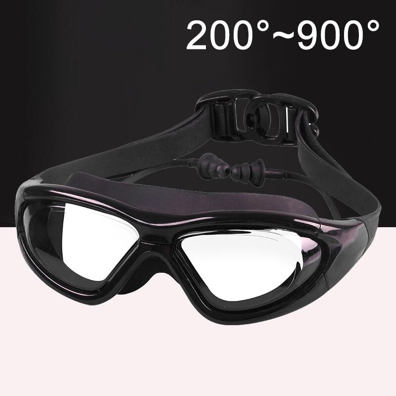 Quang học HD Bơi Chống Sương mù bảo vệ khỏi tia UV không thấm nước Silicone cận thị Kính Bơi Kính với Earplug -2 đến-9