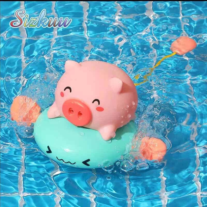 Sizkuu Đồ chơi tắm cho trẻ em Đồ chơi trẻ em Vòi hoa sen chơi nước Vòi hoa sen phun nước Phụ kiện bồn tắm con heo dễ thương Cá bay cho phòng tắm cho trẻ em