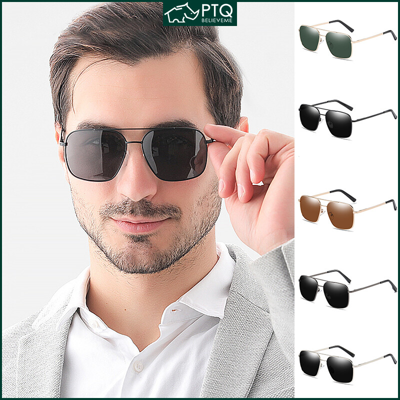 Polarized Sunglasses Metal Square Eyeglasses UV400 TAC Lenses 2022 New Sun Glasses PTQ ราคา 197 บาท*ส่งฟรี