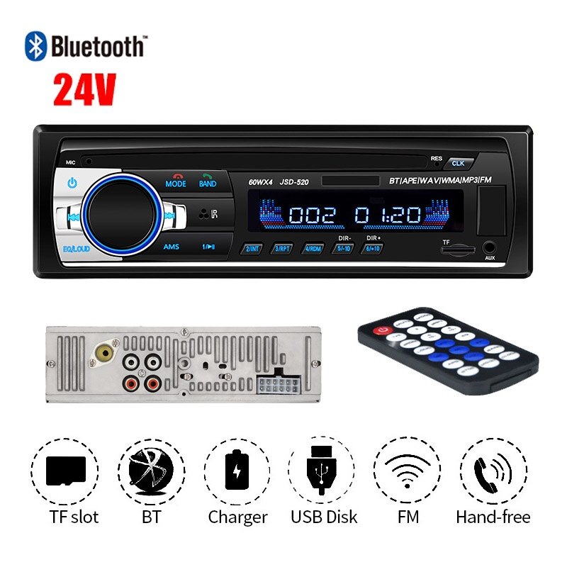 Máy Phát MP3 Radio Kỹ Thuật Số Thông Dụng 24V Cho Xe Hơi Âm Thanh FM USB/SD Bluetooth Cho Xe Tải