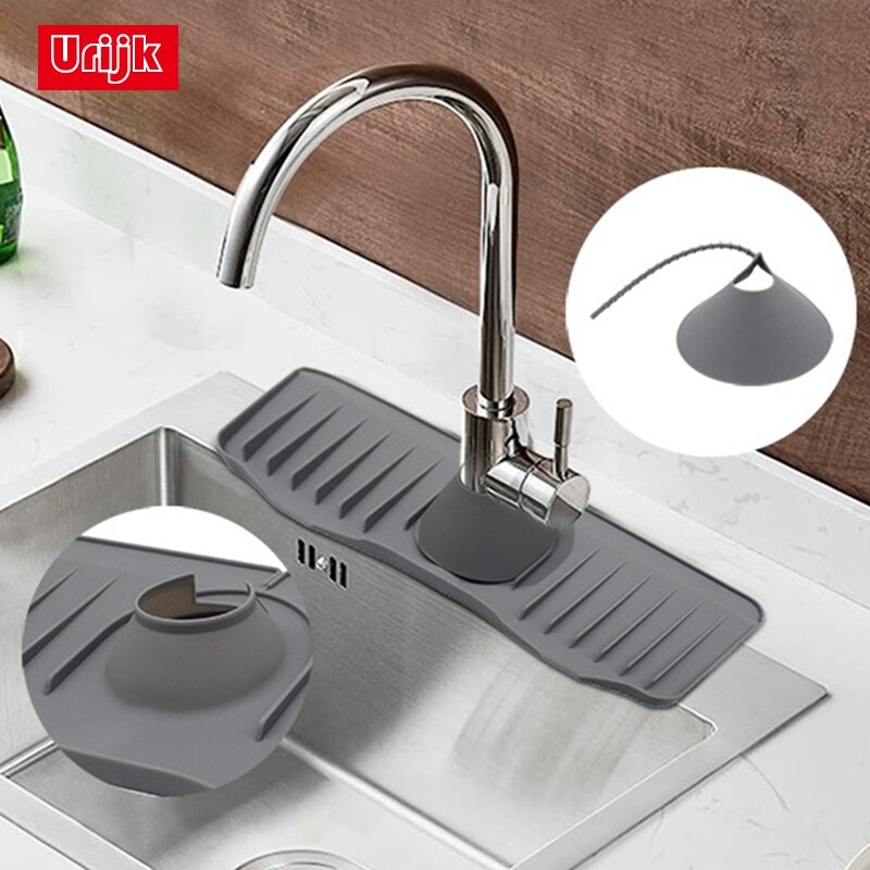 [A Boutique12]✢ đệm vòi nước bằng silicon miếng bảo vệ chậu rửa phòng tắm dụng cụ bắt nước có thể điều chỉnh cho bọt biển chìm giá thoát nước