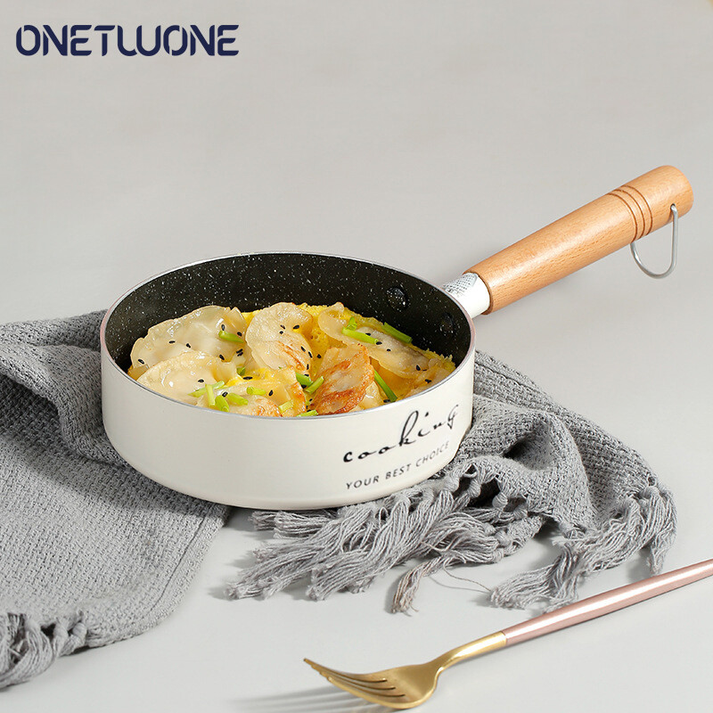 Onetwone nồi nhỏ cho một người 20cm Chảo rán có tay cầm gỗ không dính chảo rán ăn sáng Pan cho bếp ga và bếp từ cốc đựng sữa Nồi nấu mì ống