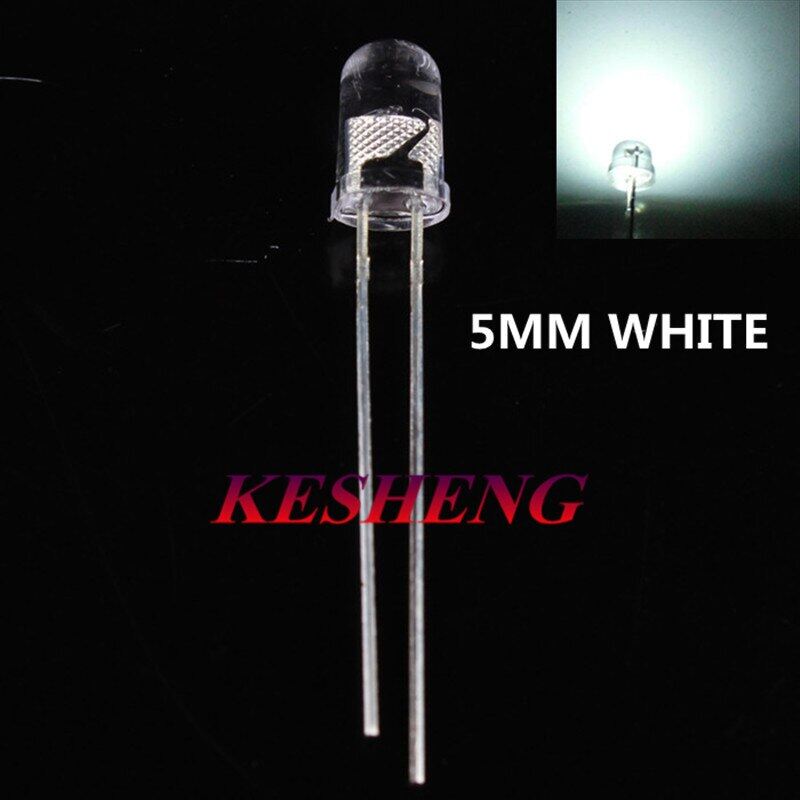 Cagxrh 1000 cái đèn led tròn 5mm màu trắng trong suốt siêu sáng 20000mcd led f5 cw màu trắng