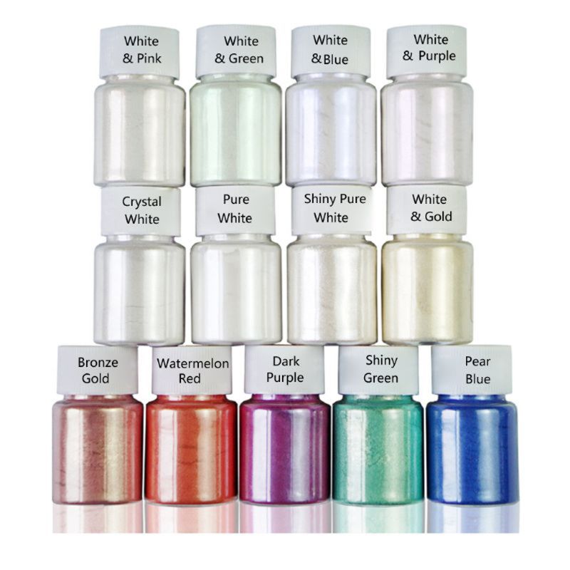 Bột nhựa aurora 13 màu, bộ bột màu ngọc trai mica, thuốc nhuộm nhựa màu làm đồ trang sức bằng nhựa epoxy màu