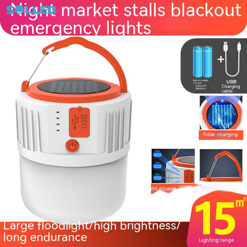 SOLLED Đèn Led 10W Treo Năng Lượng Mặt Trời Đèn Lều 350 Lumens Đèn Khẩn Cấp Ngoài Trời Cho Cắm Trại Đi Bộ Đường Dài Đi Xe Ban Đêm