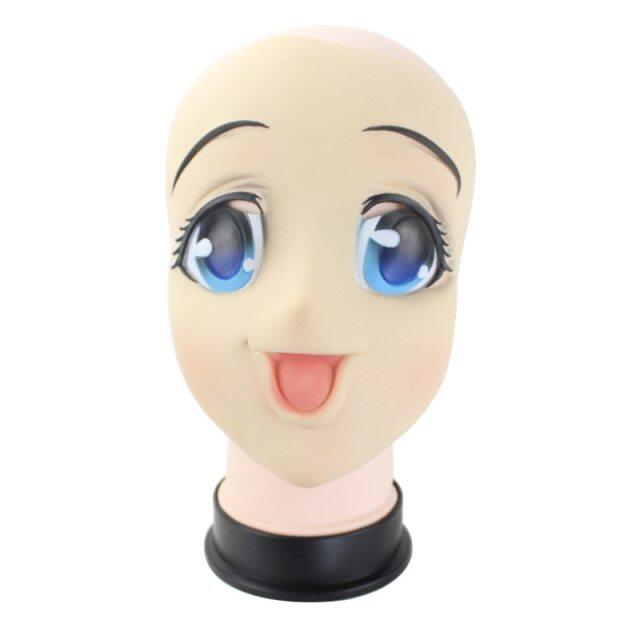 Hot!!!Big Eyes Girl Full Face Latex Mask Half Head Kigurumi Mask cartoon Cosplay Japanese Anime Role