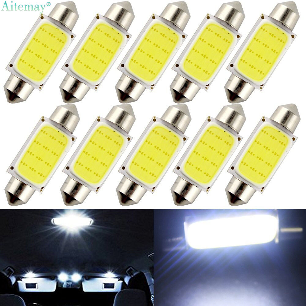 Aitemay 10 Chiếc Đèn Trần Đèn Đuôi LED Ô Tô Trong Nhà COB 1.5W DC 12V 41Mm Cho Xe Hơi Đèn Bảng Vòm Bóng Đèn LED Nội Thất Xe Hơi Bóng Đèn Bên Trong Có Lớp Phủ