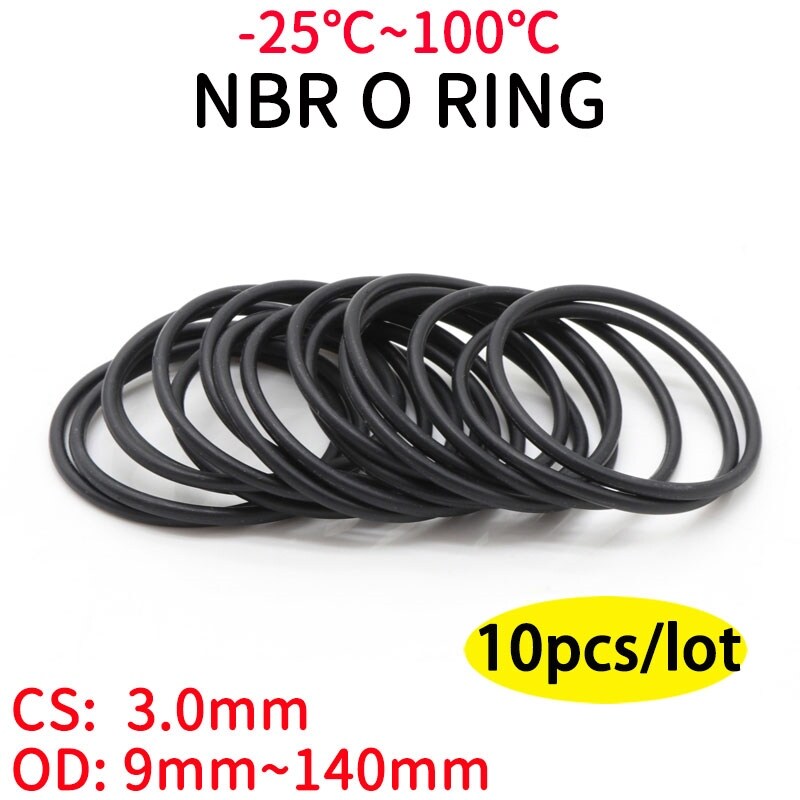 [Bán chạy] hccdpqd 10 Miếng đệm cao su NBR O Vòng đệm hình tròn dày CS 3mm OD 9 140mm miếng đệm cao su Nitrile butadien chống dầu máy giặt hình tròn màu đen