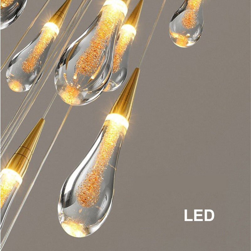 Nordic LED pendant lights Drop shape crystal chandeliers lamp indoor