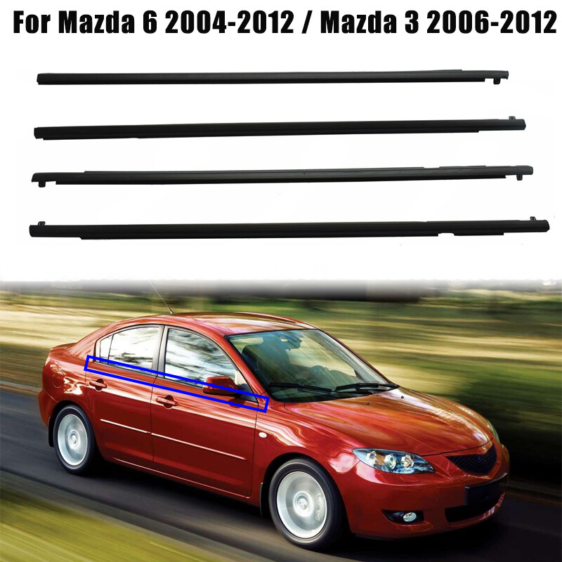 Nẹp viền cửa sổ ngoài xe hơi mazda 6 mazda 3 2004-2012 nẹp viền thời tiết nẹp viền nhựa 4 cái/bộ
