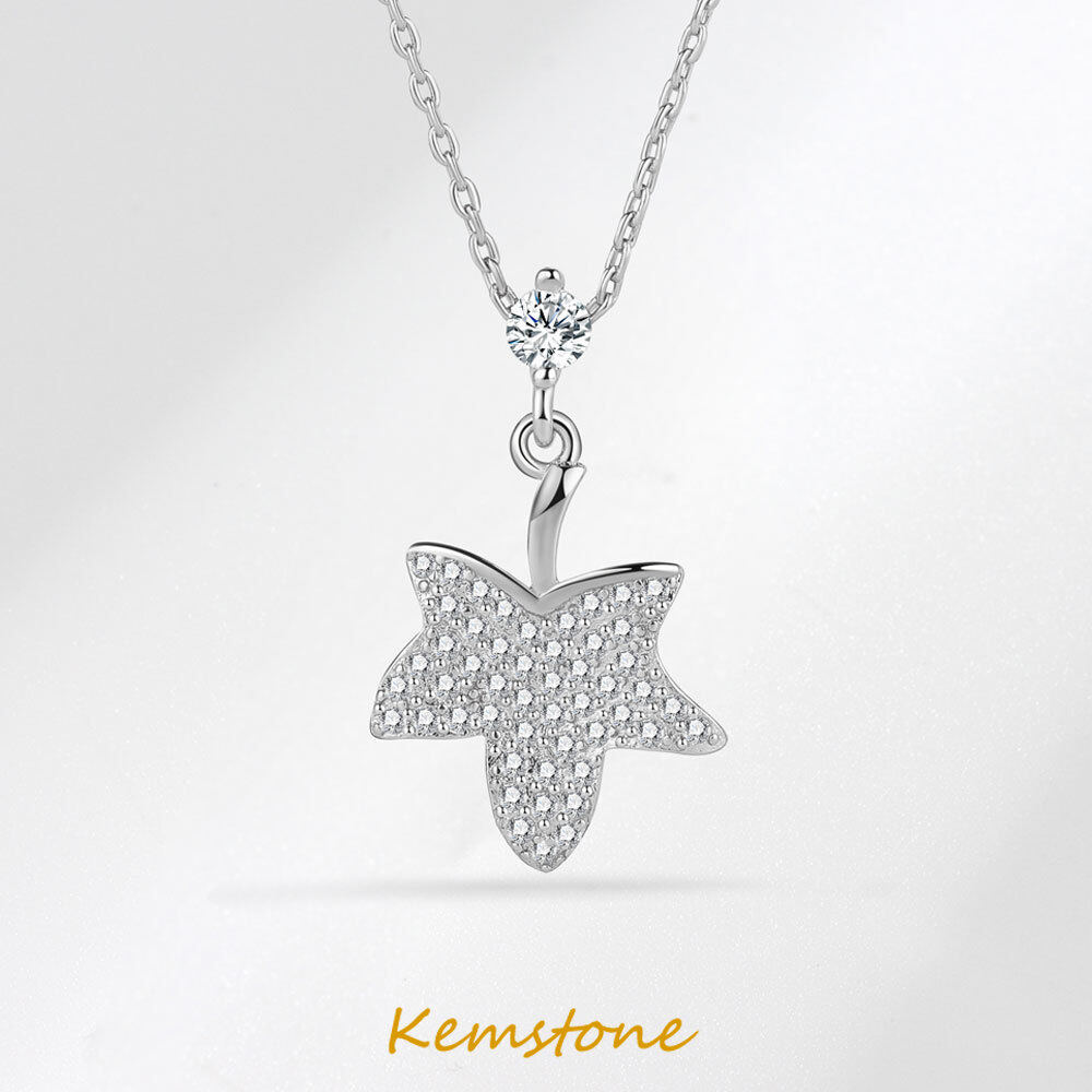 Kemstone Silver Plated Crystal Maple Leaf Clavicle Chain Pendant Necklace for Female ราคา 172 บาท*ส่งฟรี