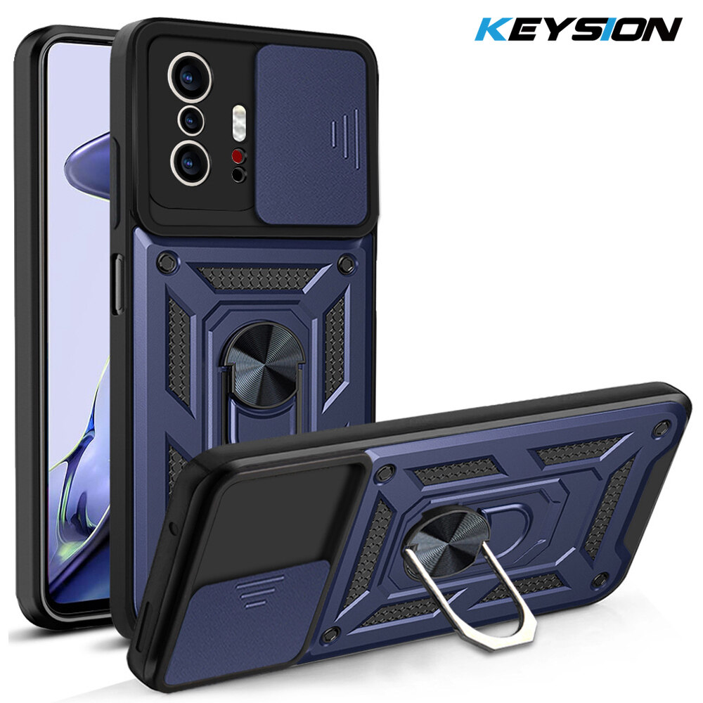 Keysion Ốp chống sốc cho Xiaomi Mi 11T 11T Pro 5G đế dạng nhẫn đẩy kéo Máy Ảnh bảo vệ Điện thoại Ốp