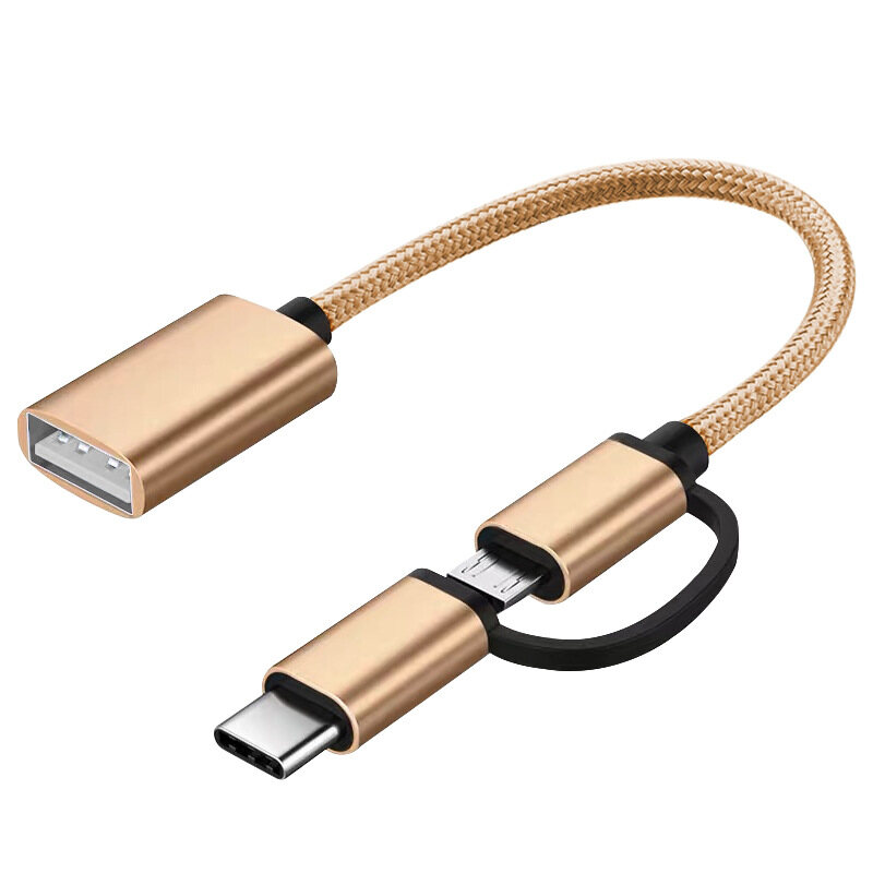 Cáp chuyển đổi otg cáp dữ liệu otg type-c android sang usb 2 trong 1 cho điện thoại di động máy tính bảng