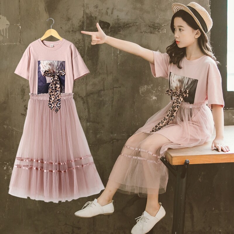 SHUANGYAN 100 cotton cô gái mùa hè đầm 2023 Hàn Quốc thời trang trẻ em