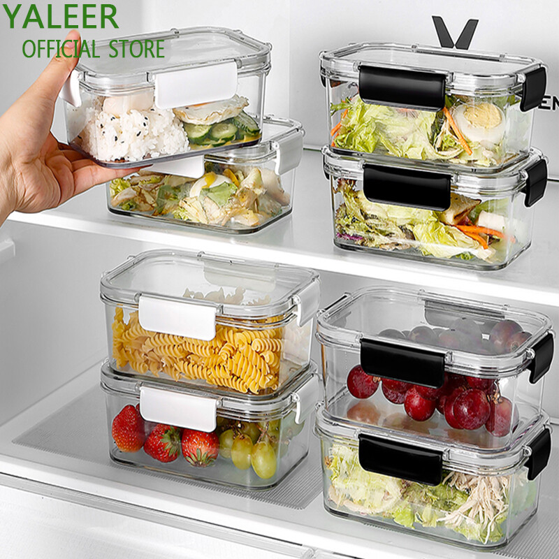 Yaleer 1 hộp sắp xếp tủ lạnh hộp đựng thực phẩm có nắp hộp bảo quản tươi salad trái cây bento hộp đựng tủ lạnh nhà bếp