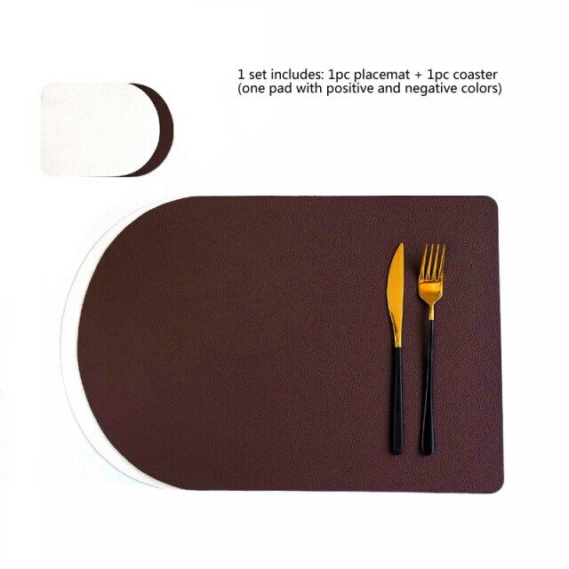 Nordic หนัง Placemats อุปกรณ์กันน้ำบนโต๊ะอาหารโรงแรมร้านอาหาร Placemat สร้างสรรค์แผ่นเสื่อห้องครัวอุปกรณ์เสริม