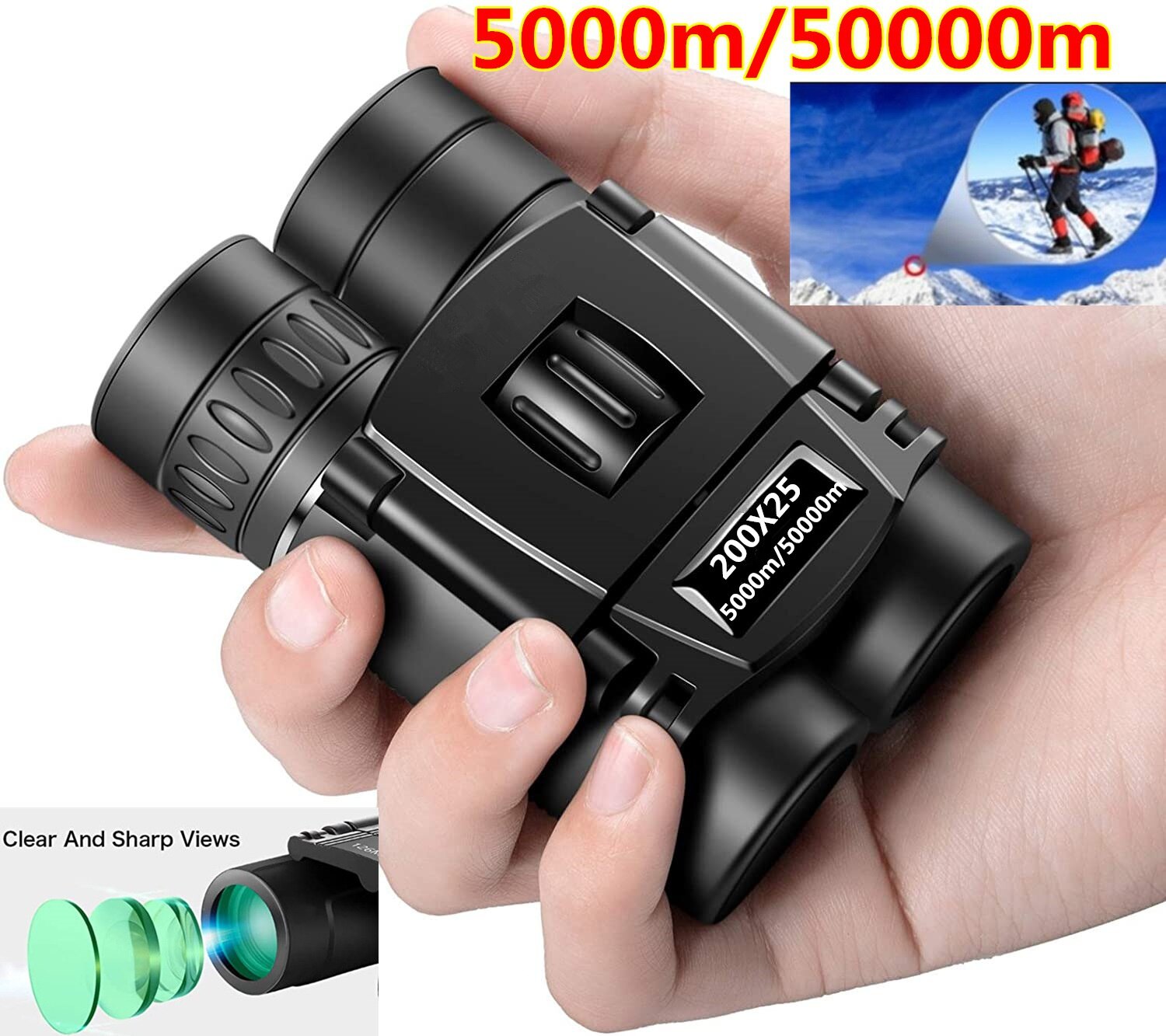 50000M BINOCULARS LONG DISTANCE HD FOLDING FMC BAK4 OPTICS TELESCOPE ราคา 386 บาท*ส่งฟรี