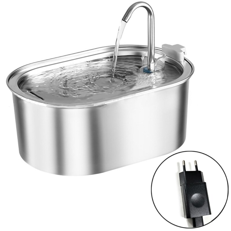 Vòi phun nước cho mèo Bình nước uống thú cưng tự động bằng thép không gỉ thiết bị đựng nước uống lọc yên tĩnh dung tích lớn 3.2L