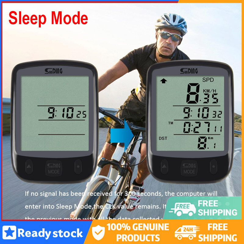 Sunding sd 563a xe đạp máy tính chống thấm nước xe đạp đo dặm lcd hiển thị đi xe đạp bị đo tốc độ với màu xanh lá cây đèn nền oua433
