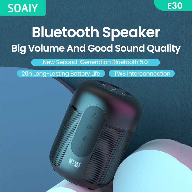SOAIY E30 Bluetooth loa mini 10W âm trầm mạnh mẽ với dây buộc hỗ trợ TF Thẻ AUX chế độ cho máy tính, máy tính để bàn, điện thoại, Iphone, Xiaomi, Samsung, ipad