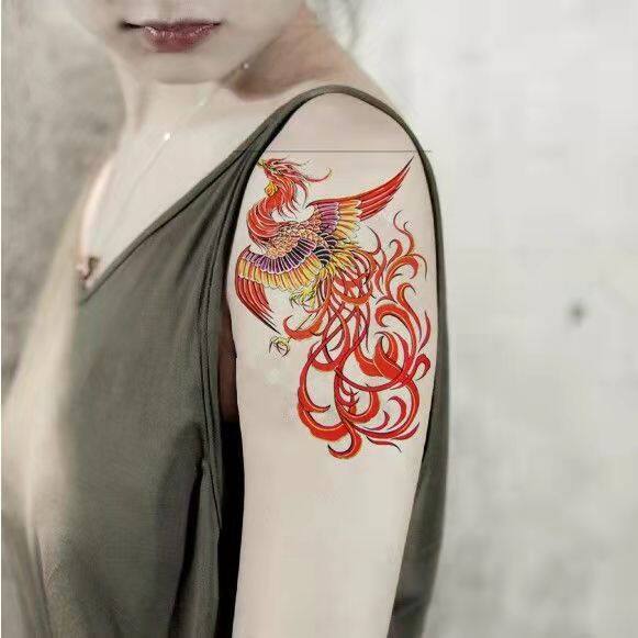 Miếng Dán Hình Xăm Phượng Hoàng Bền Chống Nước Cánh Tay Ngực Cho Nam Và Nữ
