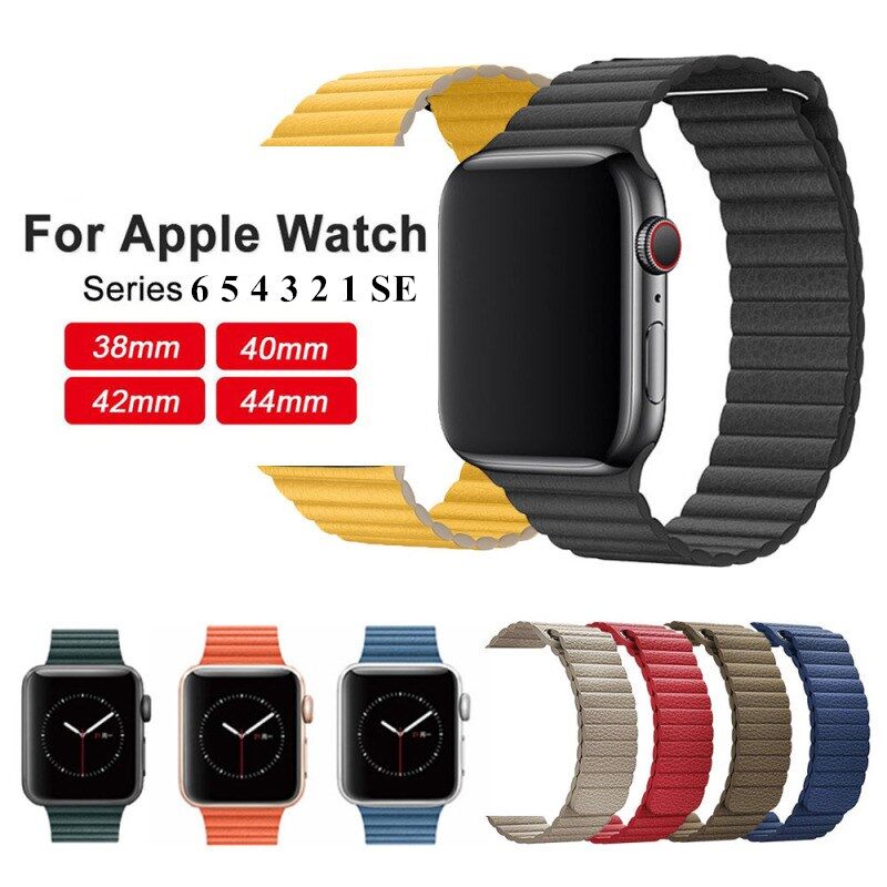 Dây Đeo Bằng Da Cổ Điển Dây Đeo Apple Watch Series 7 6 SE 5 4 3 2 1 Dây Đeo Thay Thế Cho Đồng Hồ I SE 45Mm 44/42Mm 40/38Mm 41Mm