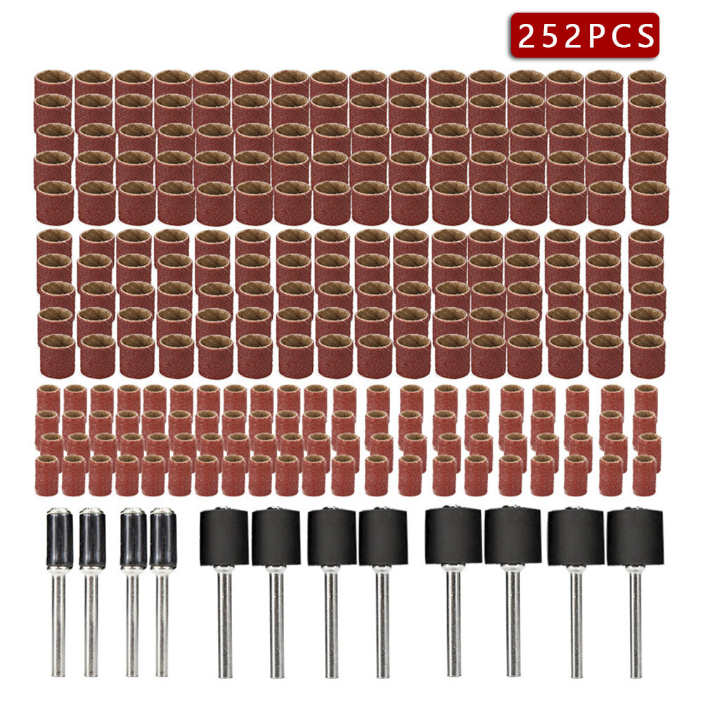 Comforhome 252 Chiếc Vòng Giấy Nhám Điện Chà Nhám Đầu Cát Vòng Mài Đầu Gỗ Kim Loại Đánh Bóng Giấy Nhám Cuộn Vải Cát