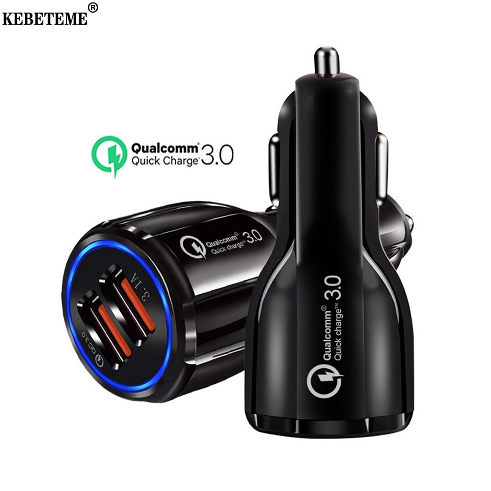 KEBETEME Bộ Sạc Xe Hơi USB Kép QC 3.0 12V 24V Sạc Nhanh Hơn 6.0 A Cho Máy Tính Bảng Điện Thoại Thông Minh