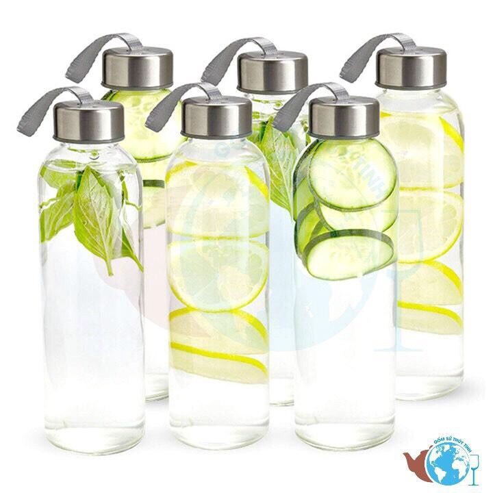 [HCM]COMBO 10 Bình nước thủy tinh 300ml có dây xách