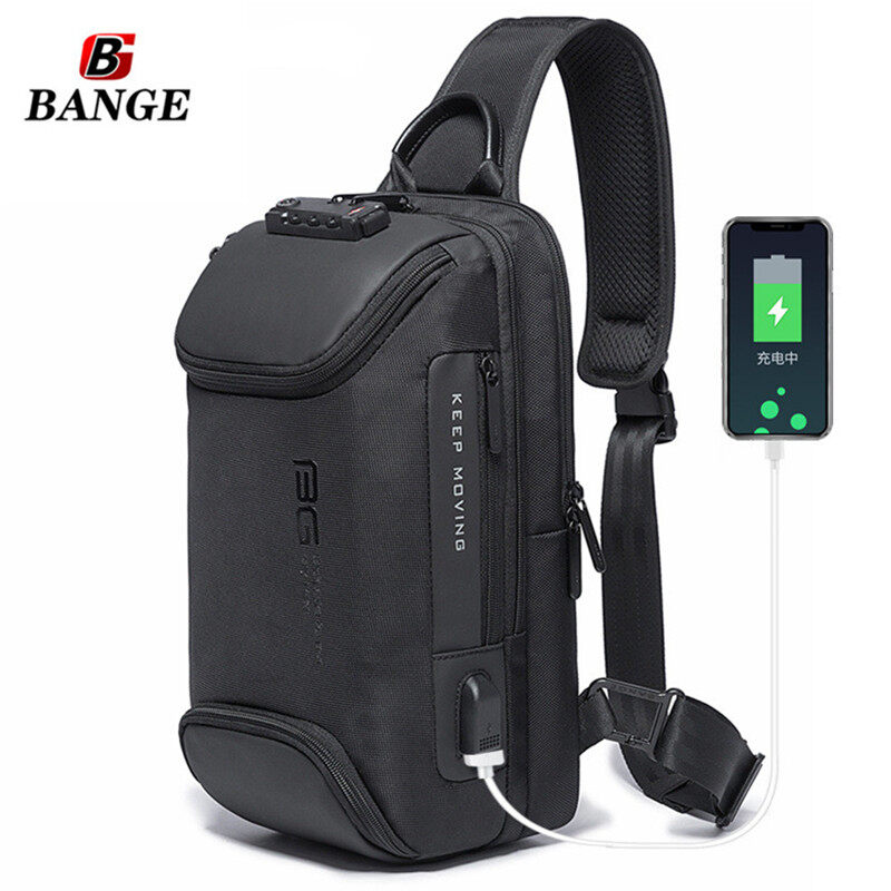 Túi Đeo Trước Ngực BANGE USB Chống Trộm 7.9 Inch Túi Đeo Chéo Oxford Chống Nước Túi Du Lịch Thời Trang Nam Túi Đeo Vai Đa Năng Cho Nam