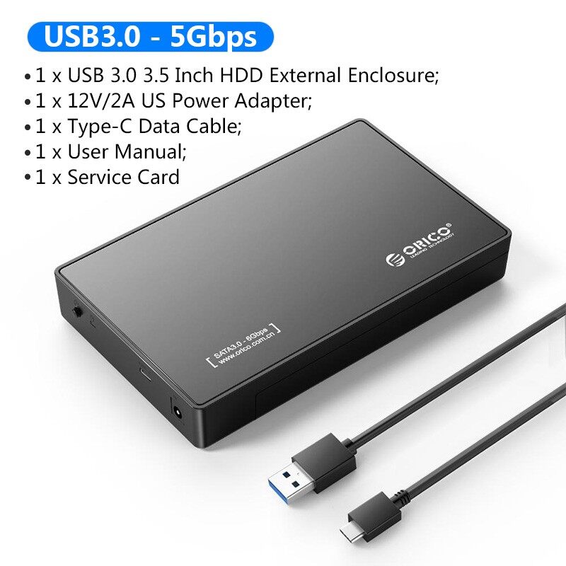 Hộp Đựng Ổ Cứng ORICO 3.5 Inch Ốp Ổ Cứng SATA Sang USB3.0 / USB 3.1 Loại C Thế Hệ 1 Cho Ổ SSD UASP 1