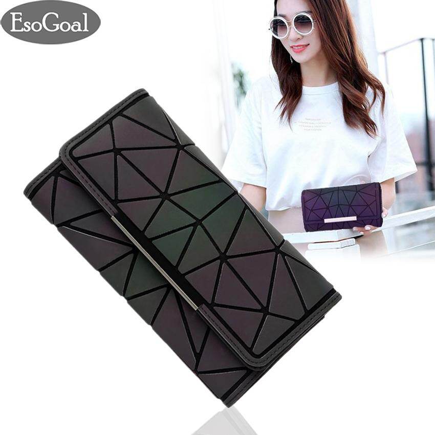 Esogoal Long Wallet Geometric Colorful Luminous Splicing Card Holders Large Capacity Long Female Purse Fashion Ladies Clutch Wallet